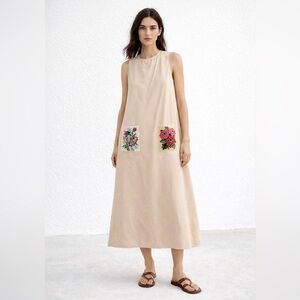 Primark Beige Maxi Dress with Floral Accents